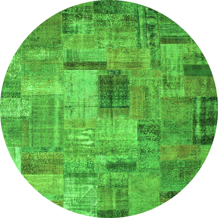 Square Patchwork Green Transitional Rug, con1379grn