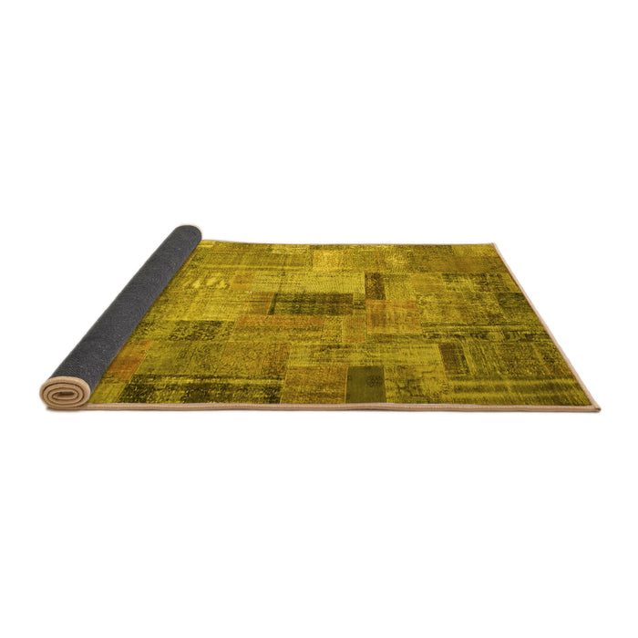 Sideview of Patchwork Yellow Transitional Rug, con1379yw
