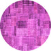 Round Patchwork Pink Transitional Rug, con1379pnk