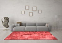 Machine Washable Patchwork Red Transitional Rug, wshcon1379red
