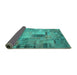 Sideview of Patchwork Turquoise Transitional Rug, con1379turq