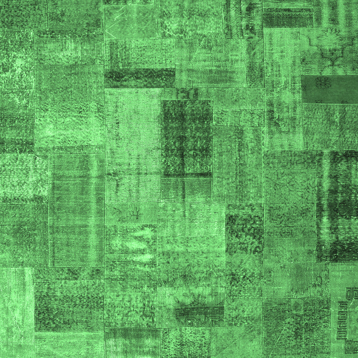 Machine Washable Patchwork Emerald Green Transitional Area Rugs, wshcon1379emgrn