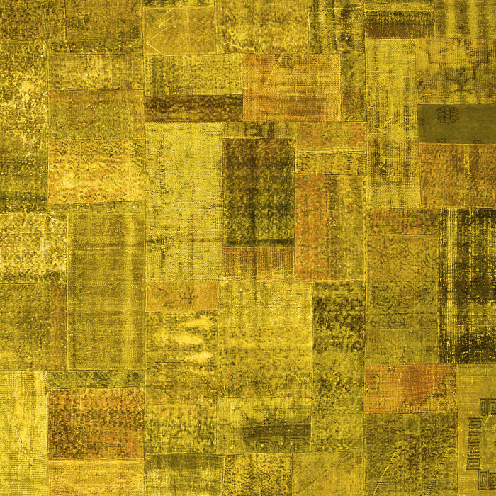 Patchwork Yellow Transitional Rug, con1379yw