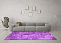 Machine Washable Patchwork Purple Transitional Rug, wshcon1379pur
