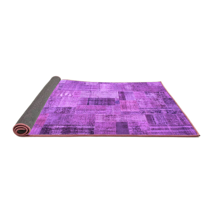 Sideview of Patchwork Purple Transitional Rug, con1379pur