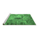 Sideview of Machine Washable Patchwork Emerald Green Transitional Area Rugs, wshcon1379emgrn