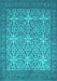 Machine Washable Persian Turquoise Bohemian Area Rugs, wshcon137turq