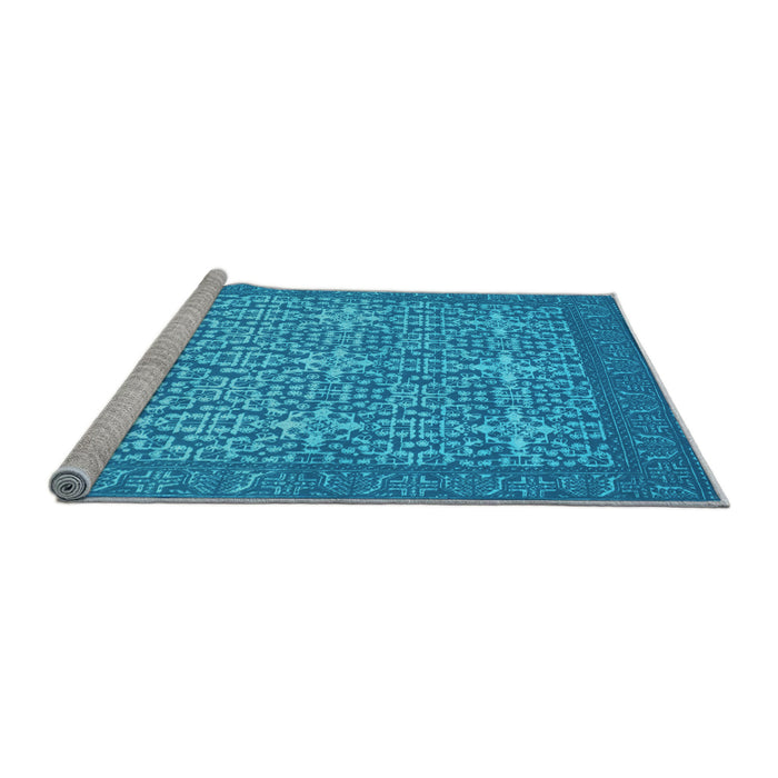 Sideview of Machine Washable Persian Light Blue Bohemian Rug, wshcon137lblu
