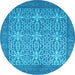 Round Persian Light Blue Bohemian Rug, con137lblu