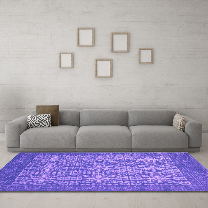 Machine Washable Persian Purple Bohemian Area Rugs in a Living Room, wshcon137pur