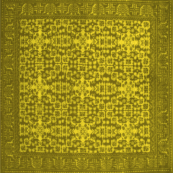 Square Machine Washable Persian Yellow Bohemian Rug, wshcon137yw