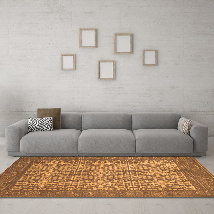 Machine Washable Persian Orange Bohemian Area Rugs in a Living Room, wshcon137org