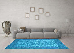 Machine Washable Persian Light Blue Bohemian Rug in a Living Room, wshcon137lblu