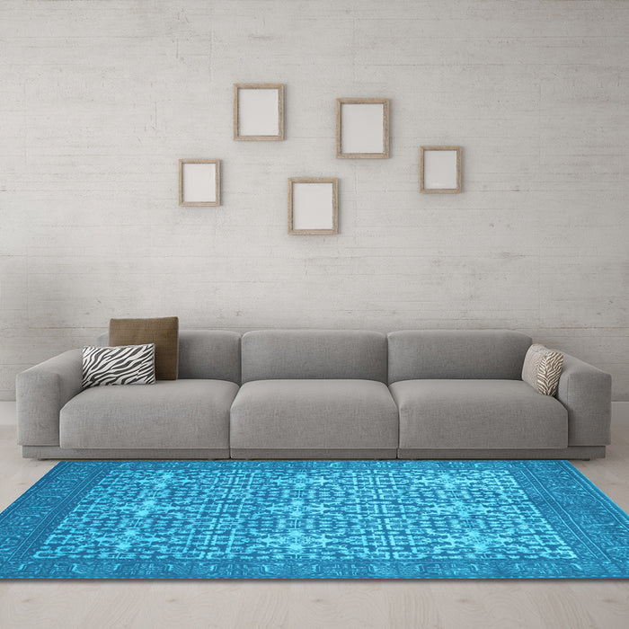 Machine Washable Persian Light Blue Bohemian Rug in a Living Room, wshcon137lblu