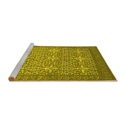 Sideview of Machine Washable Persian Yellow Bohemian Rug, wshcon137yw