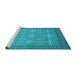 Sideview of Machine Washable Persian Turquoise Bohemian Area Rugs, wshcon137turq