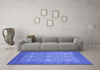 Machine Washable Persian Blue Bohemian Rug, wshcon137blu