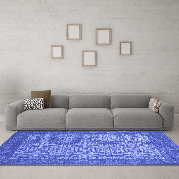 Machine Washable Persian Blue Bohemian Rug in a Living Room, wshcon137blu