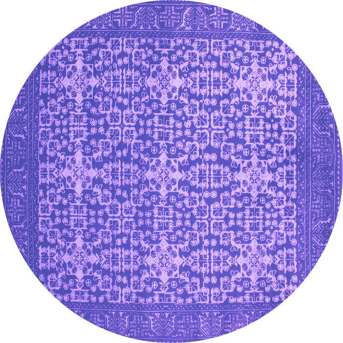 Round Machine Washable Persian Purple Bohemian Area Rugs, wshcon137pur