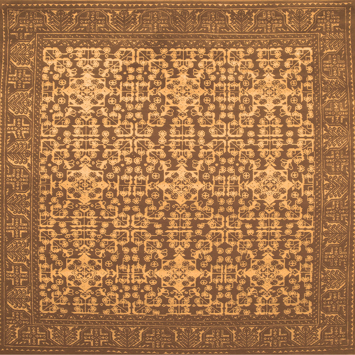 Round Machine Washable Persian Orange Bohemian Area Rugs, wshcon137org