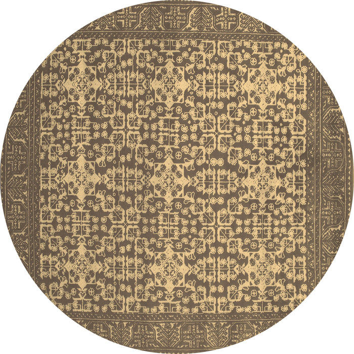 Round Machine Washable Persian Brown Bohemian Rug, wshcon137brn