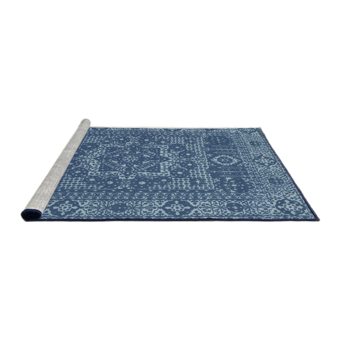 Serging Thickness of Machine Washable Contemporary Koi Blue Rug, wshcon138