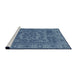 Serging Thickness of Machine Washable Contemporary Koi Blue Rug, wshcon138