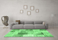 Machine Washable Patchwork Emerald Green Transitional Rug, wshcon1380emgrn