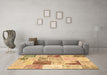 Machine Washable Patchwork Brown Transitional Rug in a Living Room,, wshcon1380brn