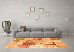 Machine Washable Patchwork Orange Transitional Area Rugs in a Living Room, wshcon1380org
