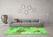 Machine Washable Patchwork Green Transitional Area Rugs in a Living Room,, wshcon1380grn