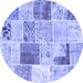 Round Patchwork Blue Transitional Rug, con1380blu