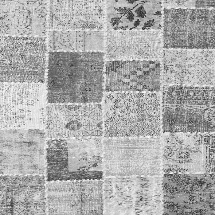 Round Machine Washable Patchwork Gray Transitional Rug, wshcon1380gry