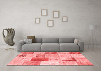 Machine Washable Patchwork Red Transitional Rug, wshcon1380red