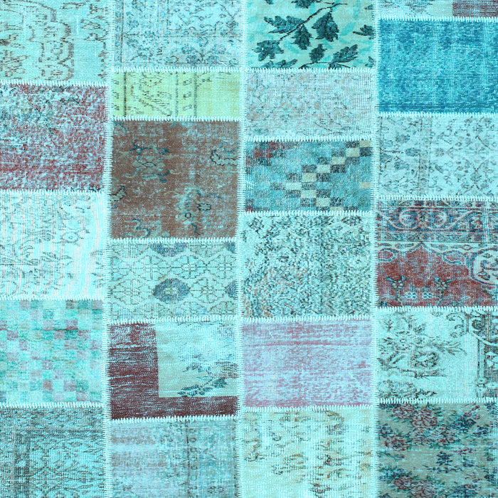 Square Patchwork Light Blue Transitional Rug, con1380lblu