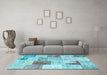 Machine Washable Patchwork Light Blue Transitional Rug in a Living Room, wshcon1380lblu