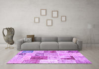 Machine Washable Patchwork Purple Transitional Rug, wshcon1380pur