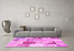 Machine Washable Patchwork Pink Transitional Rug in a Living Room, wshcon1380pnk