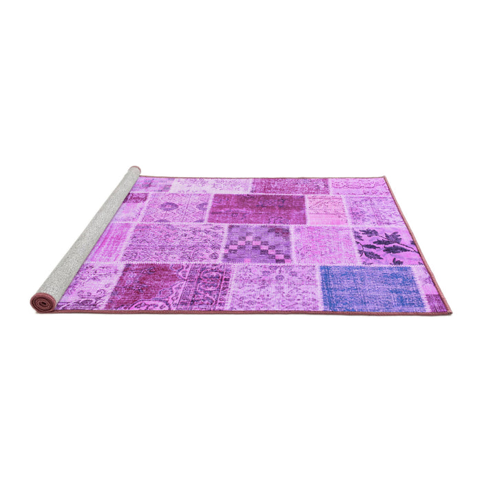 Sideview of Machine Washable Patchwork Purple Transitional Area Rugs, wshcon1380pur