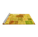 Sideview of Machine Washable Patchwork Yellow Transitional Rug, wshcon1380yw