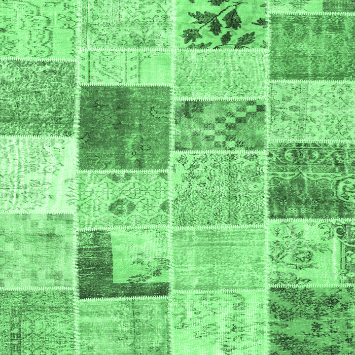 Square Patchwork Emerald Green Transitional Rug, con1380emgrn