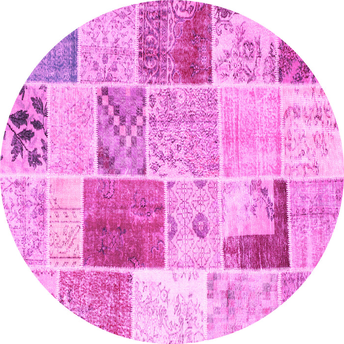 Round Patchwork Pink Transitional Rug, con1380pnk