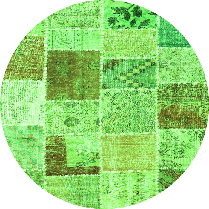 Machine Washable Patchwork Green Transitional Area Rugs, wshcon1380grn