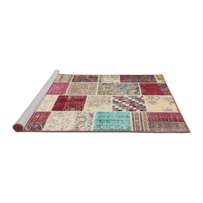 Serging Thickness of Machine Washable Contemporary Cherry Red Rug, wshcon1381