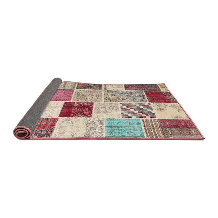 Thickness of Contemporary Cherry Red Patchwork Rug, con1381