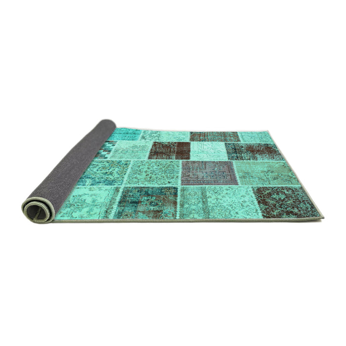 Sideview of Patchwork Turquoise Transitional Rug, con1381turq