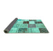 Sideview of Patchwork Turquoise Transitional Rug, con1381turq