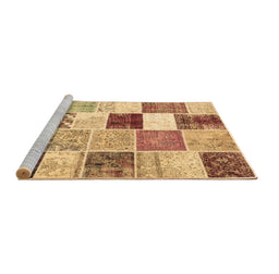 Sideview of Machine Washable Patchwork Brown Transitional Rug, wshcon1381brn