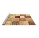 Sideview of Machine Washable Patchwork Brown Transitional Rug, wshcon1381brn