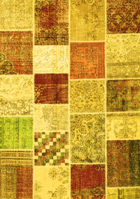 Patchwork Yellow Transitional Rug, con1381yw